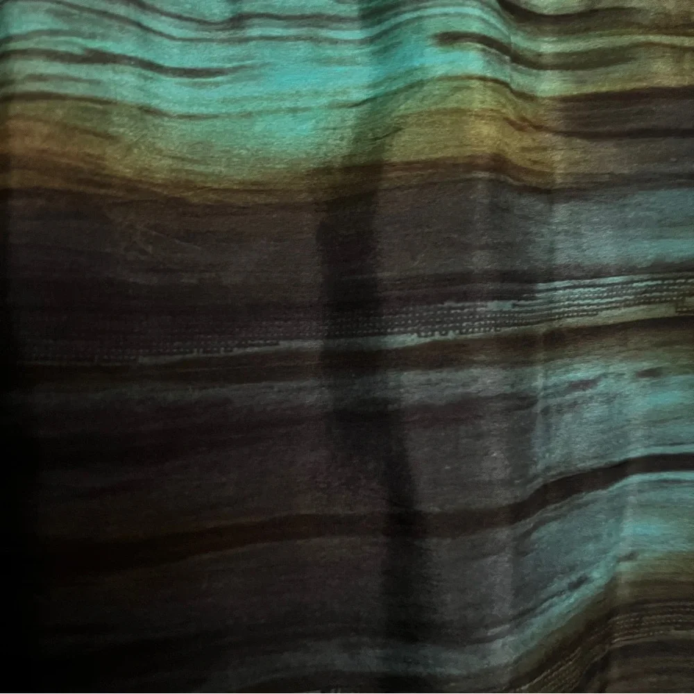 Theory Karley A-Line Skirt BLK/Teal SZ 6 100% Silk Pockets Classic Casual Artsy - Picture 3 of 8